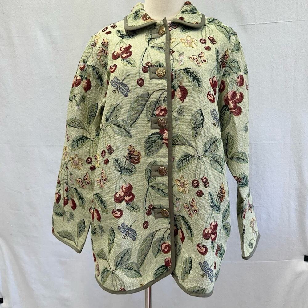 Blair 90s‎ Y2k tapestry fruit & floral oversize blazer jacket size medium Kitsch